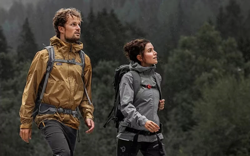 Two people walking outdoors
