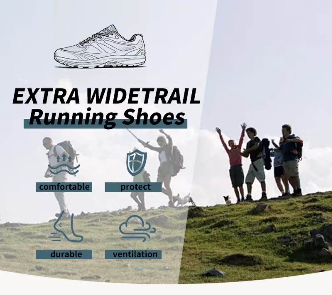 Wide-Toe Trail Running Shoes — Off White