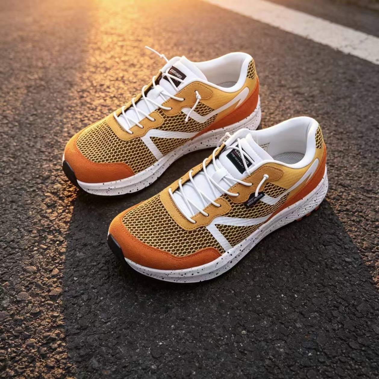Cushioned Mesh Running Shoes — Orange