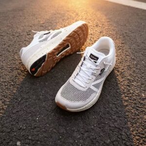 Cushioned Mesh Running Shoes — White