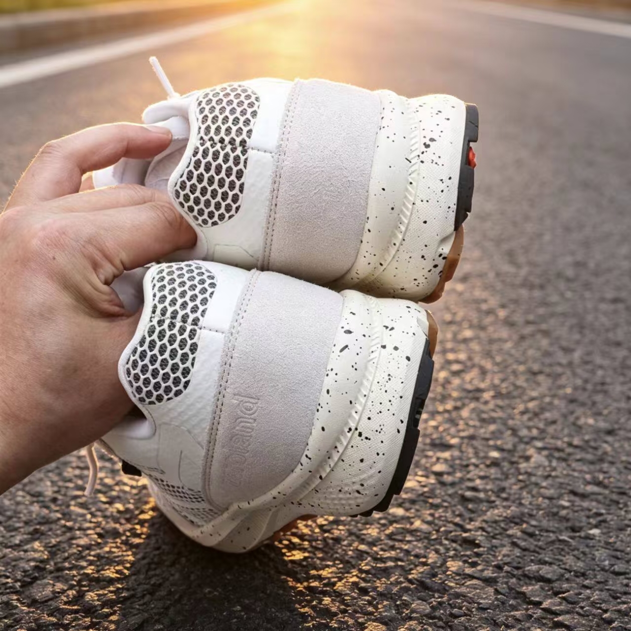 Cushioned Mesh Running Shoes — White