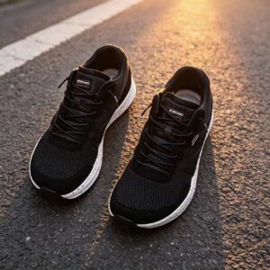 Cushioned Mesh Running Shoes — Black