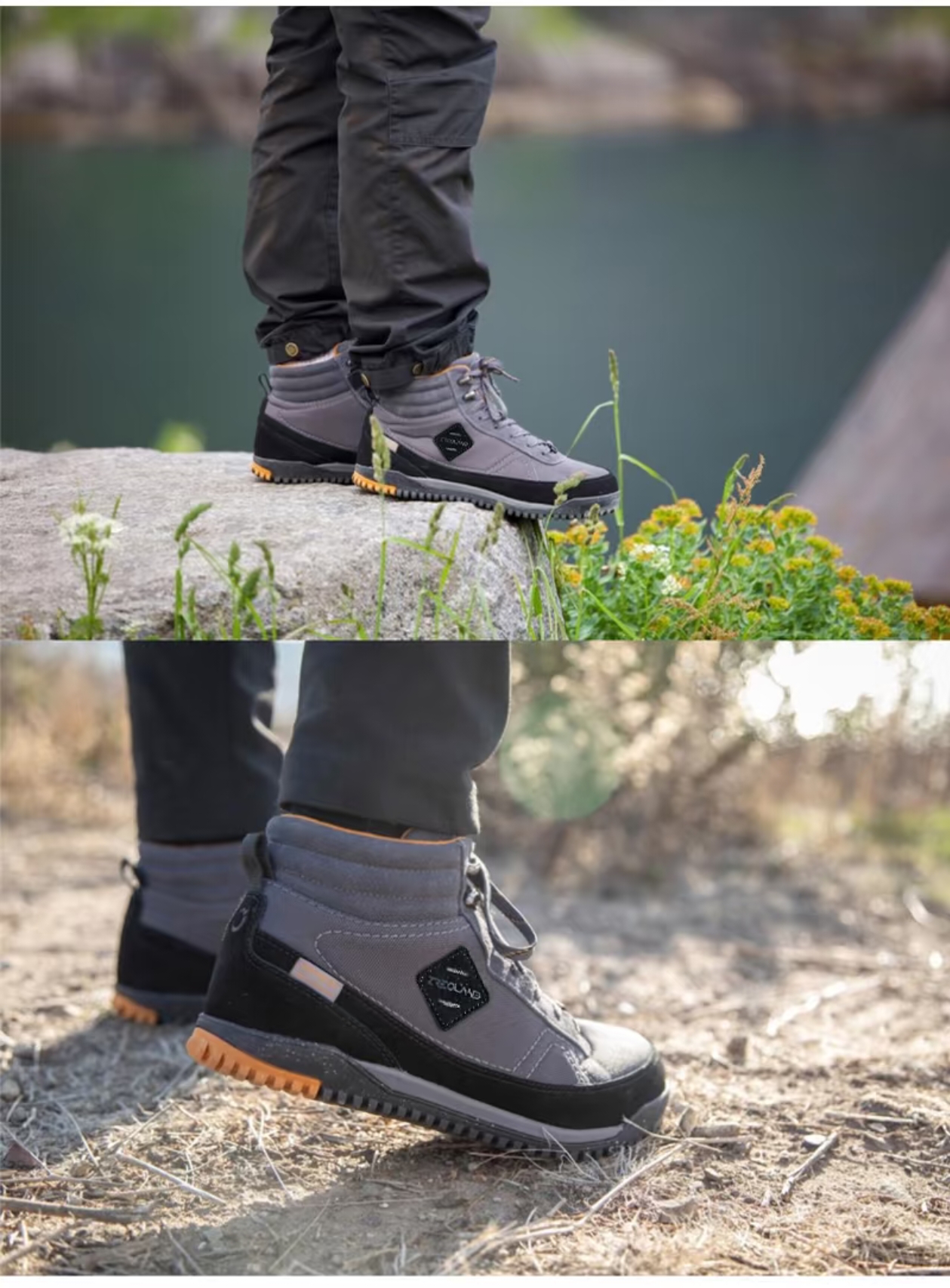 Mid-Cut Hiking Boots — Black